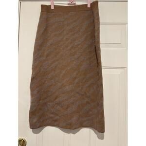 Womans Everlane all stretch knit brown skirt sz L #362‎